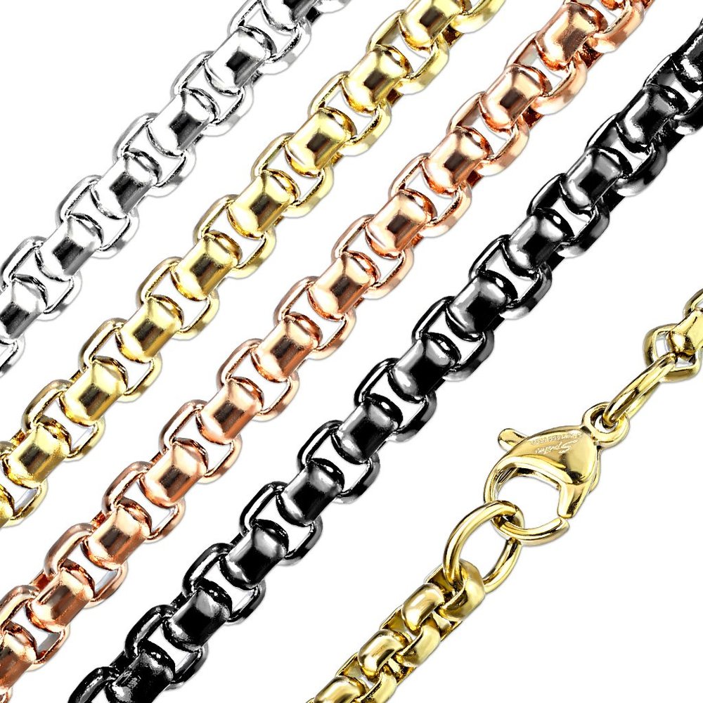 Stainless Steel Round Box Chain Necklace with Lobster Clasp